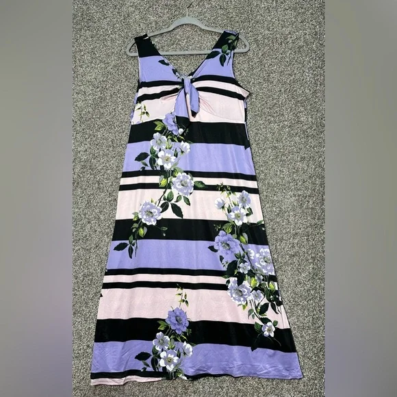 NWT Nina Leonard Tie Front Maxi Dress Size Medium - Picture 3 of 6